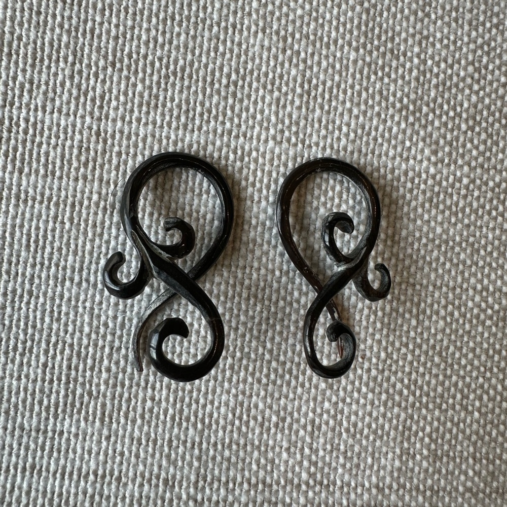 Hand Carved black/brown Filigree earrings for gauged ears.